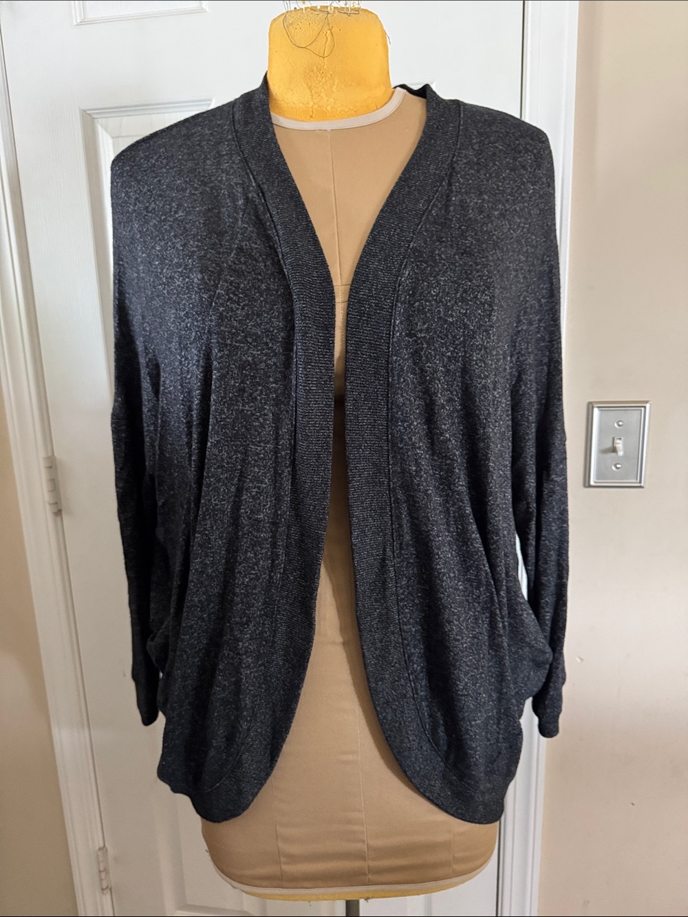 Dark Gray Open-Front Women's Cardigan Sweater